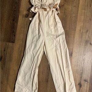 Mint & Mango Cream Ruffle Jumpsuit